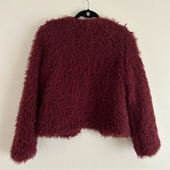 Vero Moda Faux Fur Jacket Burgundy Size S - Picture 3 of 4
